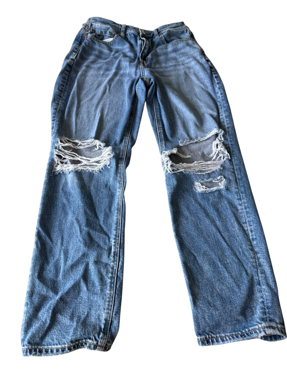 American Eagle Outfitters Distressed Light Blue Straight Leg Jeans